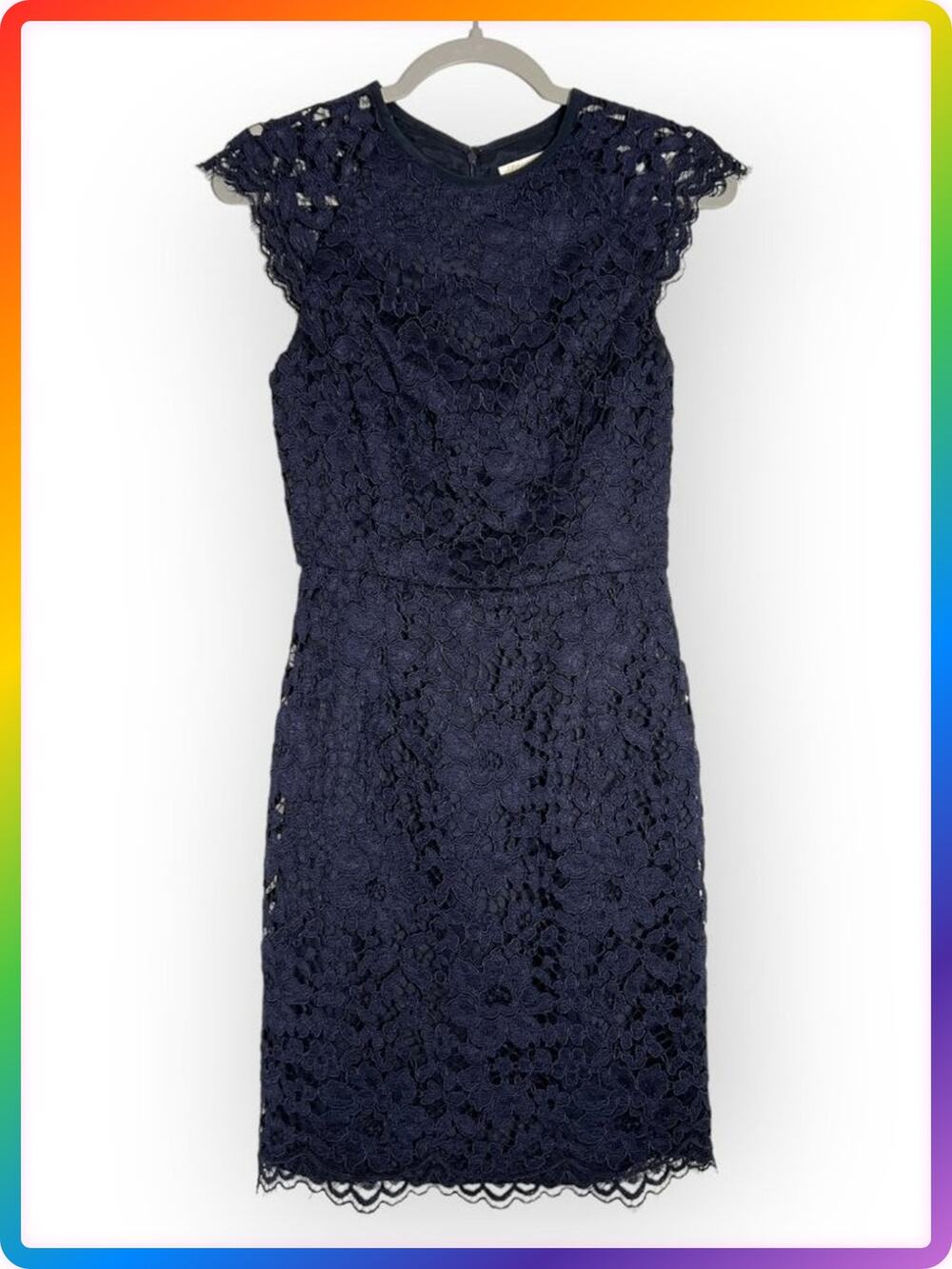 Shoshanna Mariah Navy Lace Mini Cocktail Dress Size 0 Cap Sleeve Lined